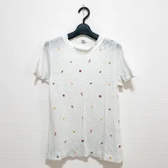 45R フォーティーファイブアール カットソー Tシャツ リネン 花柄刺繍 トップス ホワイト 白 麻100% 半袖 レディース サイズ1 春夏 日本製のサムネイル