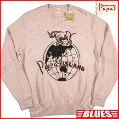 Papas パパス セーター M ピンク 地球儀 ニット 古着 メンズ ニット_セーターサイズM一覧←SEULB屋着古← TY4571のサムネイル