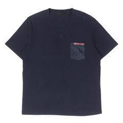 PRADA Vネック ポケット Tシャツ ネイビー M - メルカリ