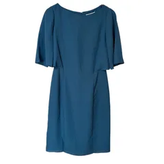  REISS リース 五分袖カットソーワンピース ウエスト切替 ラウンドネック バックスリット バックジップ 切りっぱなし 裏地 ブルー サイズUS4【MAN1】のサムネイル