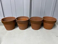 植木鉢　素焼き　8号　4点セット　観葉植物　多肉植物　山野草　草花　花　果樹　雑木　松盆栽　サボテン　ガーデニング　深鉢　鉢　盆栽鉢のサムネイル