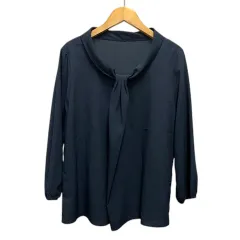 スープ SOUP シャツ ブラウス ボウタイ 無地 長袖 9 紺 ネイビーのサムネイル