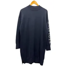 トミーヒルフィガー TOMMY HILFIGER ワンピース ニット モックネック タイト ひざ丈 コットン 長袖 М 紺 ネイビー のサムネイル