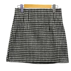 ザラ ZARA スカート ミニ丈 台形 千鳥格子 S 白 ホワイト 黒 ブラック