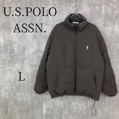 USポロアッスン 中綿ジャケット ブルゾン ダウン風 U.S.POLO ASSN. メンズ L 刺繍ロゴ スタンドカラー 裾ドローコード チャコールグレー 濃灰 茶 ダークブラウン アメカジ ストリート 古着 冬物のサムネイル