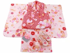 箱なし　七五三 3歳女の子 総柄 着物 8点セット 被布コートセット 橙着物 fk-141のサムネイル