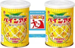 パイン株式会社 2個 パインアメ缶 90g 5年保存 非常食 おやつ 保存食 長期保存 防災備蓄 飴 災害 地震対策 学校 ガイド付きのサムネイル