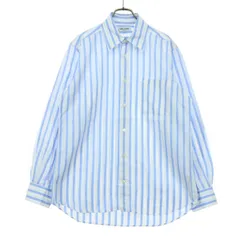 美品 mila schon ミラショーン 日本製 ストライプ柄 バイカラー 長袖 シャツ 48 ブルー系 メンズ 古着のサムネイル
