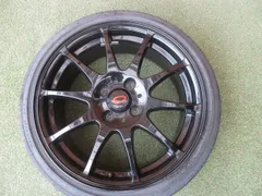 【中古】　送料込み　社外アルミ10S　黒　165/45R16　ラヂアルタイヤ４本SET　（すべて要ローダウン）　アルト　アルトワークス　ラパン　タント　スペーシア　ワゴンR　エブリィのサムネイル