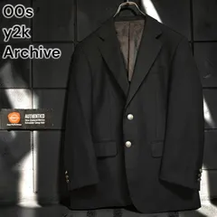 00s BELLUMORE Y2K Archive Blazer 極上メリノウール素材 ニュージーランド産 漆黒メタルボタンブレザー 高密度サイドベンツ仕様 テーラードジャケット ビジネスフォーマル対応 上質トラッド美シルエット 高級紳士服 Sサイズ相当のサムネイル
