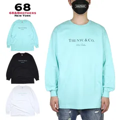 68&BROTHERS ロンT 68アンドブラザーズ Tシャツ 長袖Tシャツ 綿100％ メンズ レディース ブランド 大きいサイズ おしゃれ おすすめ 人気 黒 白 68bros005 アクア ブラック ホワイト M L XLのサムネイル