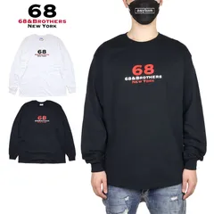 68&BROTHERS ロンT 68アンドブラザーズ Tシャツ 長袖Tシャツ メンズ レディース ブランド 大きいサイズ おしゃれ おすすめ 人気 綿100％ 白 黒 68bros002 ブラック ホワイトのサムネイル