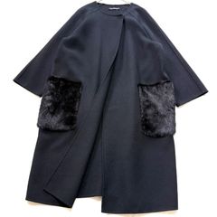 美品 JOSEPH 毛足長めふわふわ テディベアムートンコート 黒 ダブル