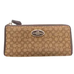 コーチ COACH 長財布 ウォレット 小銭入れあり キャンバス レザー シグネチャー L字ファスナー 茶 ブラウン 52570 /FF ■GY11