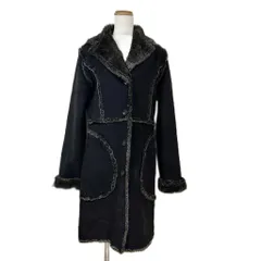 トラサルディ TRUSSARDI コート 40 黒 ブラック フェイクファー襟 フェイクファー縁取り 長袖 /KM ■ECD001のサムネイル