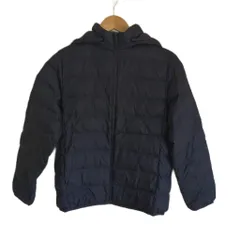 ユニクロ UNIQLO 中綿ジャケット 子ども服（男の子用） 160 黒 ブラック フード付き 長袖 ジップアップ /KM ■ECA004