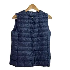 ユニクロ UNIQLO ダウンベスト M 紺 ネイビー キルティング ノーカラー ノースリーブ /KM ■ECA004のサムネイル