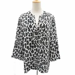 エスカーダ ESCADA カットソー 36 白 ホワイト 黒 ブラック ヒョウ柄 レオパード柄 スリットネック 七分袖 /YS12 ■ECD005のサムネイル