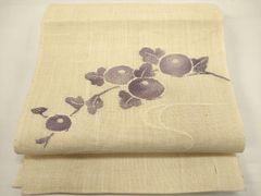 m758 夏帯 手描き 七宝 葉 正絹 名古屋帯 - メルカリ