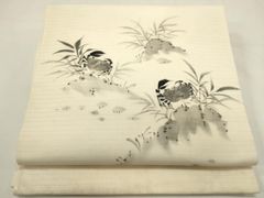 名古屋帯　本麻　蟹　カニ　作家物　麻の帯　夏物　夏帯 名古屋帯 本麻 蟹 カニ 作家物 麻の帯 夏物 夏帯 - メルカリ