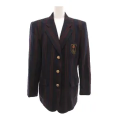ローレンラルフローレン LAUREN RALPH LAUREN テーラードジャケット ブレザー ストライプ ウール 10 紺 ネイビー 赤 レッド 緑 グリーン /JS ■ECG003のサムネイル