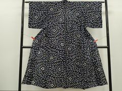 最終価格】美品 有松絞り 浴衣 仕立て 麻の葉 絞り浴衣 紺 白 夏祭り 