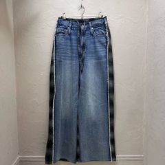 一点物】再構築 クラッシュデニム トラックパンツ ドッキング フレア