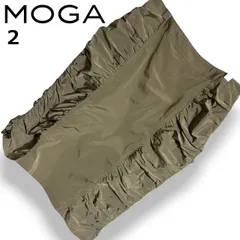 MOGA モガ サイドシャーリング タイトスカート カーキ オリーブ 光沢 ギャザー バックジップ センタースリット 裏地付き ミドル丈 きれいめ 上品 通勤 オフィス 大人モード ビギ キャリア ナイロン 着回し フォーマル レディース M【2】のサムネイル