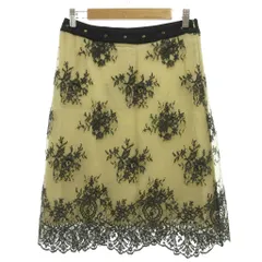 レッド ヴァレンティノ RED VALENTINO フレアスカート 花柄レース ミディ丈 40 ベージュ スタッズ付き ウエスト切り替え シアー感 /SDのサムネイル