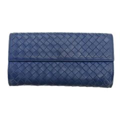 希少✨Bottega Veneta イントレチャート 長財布 ブルー - メルカリ
