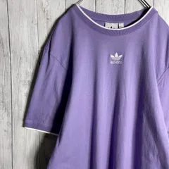 【トレフォイルロゴ/パープルカラー】adidas Originals アディダスオリジナルス 半袖Tシャツ ワンポイントロゴ ストリート パープル 紫 古着 #A9205のサムネイル