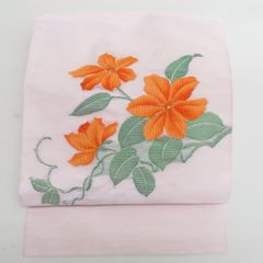 夏着物 小紋 絽 小花模様 オフホワイトxグレーx赤色 バチ衿 夏用