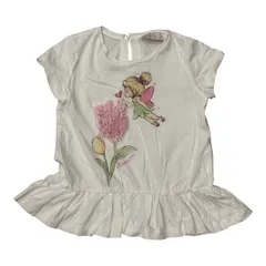  MONNALISA モナリザ 妖精 フラワー 半袖Tシャツ フリル裾 キッズ24M 92cm【C477】のサムネイル