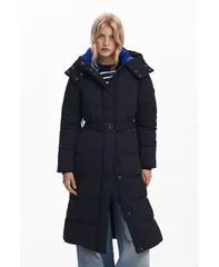 デジグアル レディース アウター ジャケット・ブルゾン ジャケット Desigual Womens Long padded jacket with belt Black ブラックのサムネイル