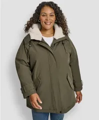 ダナ キャラン ニューヨーク レディース アウター ジャケット・ブルゾン プラスサイズ コート DKNY Plus Size Hooded Coat Lodenのサムネイル