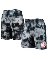 ニューエラ メンズ ボトムス ハーフパンツ・ショーツ ショートパンツ フリース New Era Mens Black Atlanta Hawks Fleece TieDye Shorts Blackのサムネイル