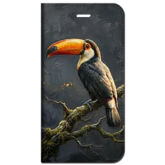 iPhone対応 スマホ 手帳型ケース 夏 オオハシ 鳥 月明かり ゴールド チャコールグレー トロピカル リゾート 夜 ギフトスマホケース スタンド 【iPhone17 / iPhone16 他 iPhone各機種対応】 |iasmmn04のサムネイル