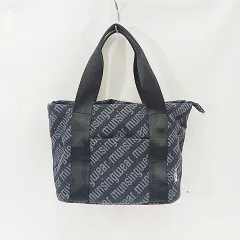 マンシングウェア MUNSINGWEAR ゴルフ カートバッグ ラウンドバッグ ミニトート 総柄 ロゴ 黒 グレーのサムネイル