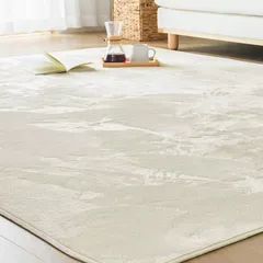 VK Living カーペット ラグ ラグマット 絨毯 185×185cm(約2畳) 滑り止め 【ムレない、洗える、変わらない】 24時間持続制菌消臭 防ダニ オールシーズン 床暖房 ホットカーペット対応 簡単に掃除 おしゃれ 北欧 フランネルラグ アイボｍａのサムネイル