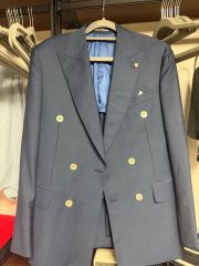 LARDINI ダブルブレスト シルバーメタルボタン 6ボタン ネイビー 46 
