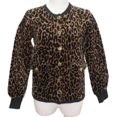 ソニアリキエル SONIA RYKIEL 長袖 ジャケット アウター ラウンドネック レオパード柄 ポケット ベルベット 32 XSサイズ相当 ブラウン ブラック k306415 1122のサムネイル