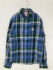 FRANKLIN MARSHALL フランクリンマーシャル シャツ/ブラウス S ブルー コットン チェック柄 ワンポイント ブランドロゴ ミドル丈 長袖 ボタンダウン レギュラーカラー メンズのサムネイル