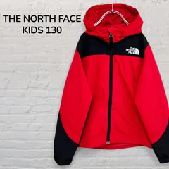 【美品】ノースフェイス　THE NORTH FACE　マウンテンパーカー　ジップアップパーカー　ナイロンジャケット　キッズ　ジュニア　130　8歳　9歳　レッド　赤　ロゴ刺繍　アウトドア　ユニセックス　 韓国　古着