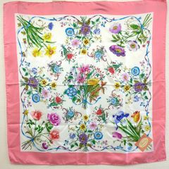GUCCI グッチ フローラ 100% シルク スカーフ 花柄 マルチカラー