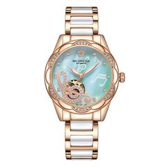 [Brand New] Ostory Women's Watch, Stylish Musical Note Pattern, Mechanical Automatic Winding Analog Watch, Luminous, Women's Watch Accessory 0