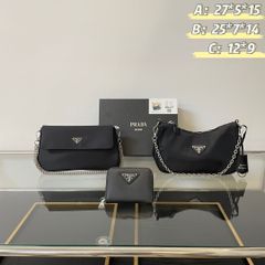 [오늘 특가] TOP New 2024 고품질 3 점 세트 - Prada 언더 암 가방 + 3in1 체인 가방 + 지갑 오늘 한정 특별 할인! [오늘 특가 | 신품 미사용품]