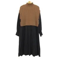 ローズバッド ロングワンピース トップス 長袖 ニット ドッキング レディース Fサイズ ブラウン×ブラック ROSE BUD 【中古】のサムネイル