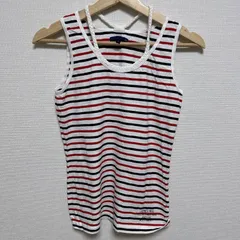 (^w^)b AVIREX アヴィレックス タンクトップ・ノースリーブトップス ラウンドネック 肩紐クロス ボーダー柄 MFG. MILITARY CLOTHING FACTORY NEW YORK 夏 カジュアル レディース サイズS OM12930HGのサムネイル