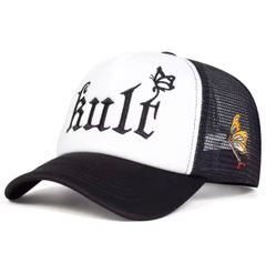 레어 물품 신품 KULT 메쉬 캡 나비 자수 화이트×블랙 Y2K 스트리트 세련된 캠프 낚시 블랙 캡 모자 베이스볼 남녀 모자 메쉬 캡 UV컷 남녀 겸용 통기성 발군 자외선 대책 속건성 낚시 야구 모 아웃도어 낚시