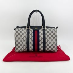 GUCCI グッチ シェリーライン GG柄 トートバッグ ネイビー PVC レザー